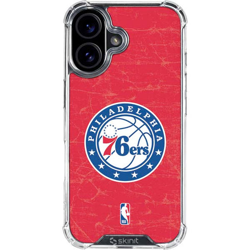 NBA Philadelphia 76ers Distressed iPhone 16 Clear Case
